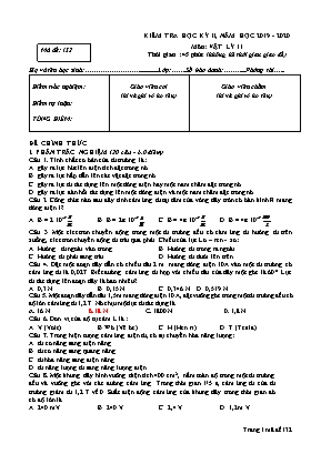 Đề thi học kỳ II môn Vật lý Lớp 11 - Mã đề 132 - Năm học 2019-2020